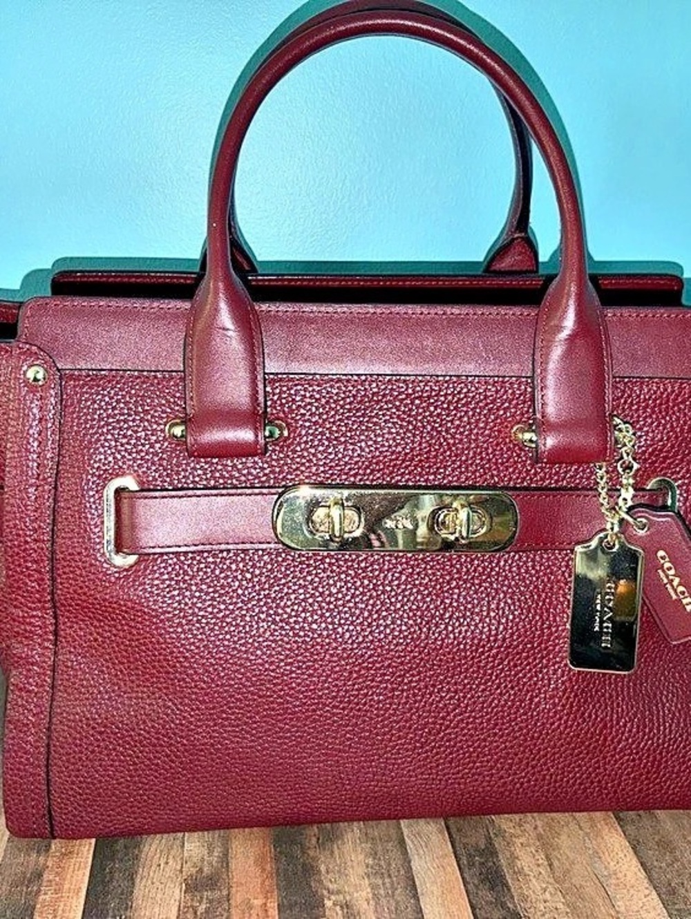 Coach Swagger 27 Carryall Satchel Burgundy